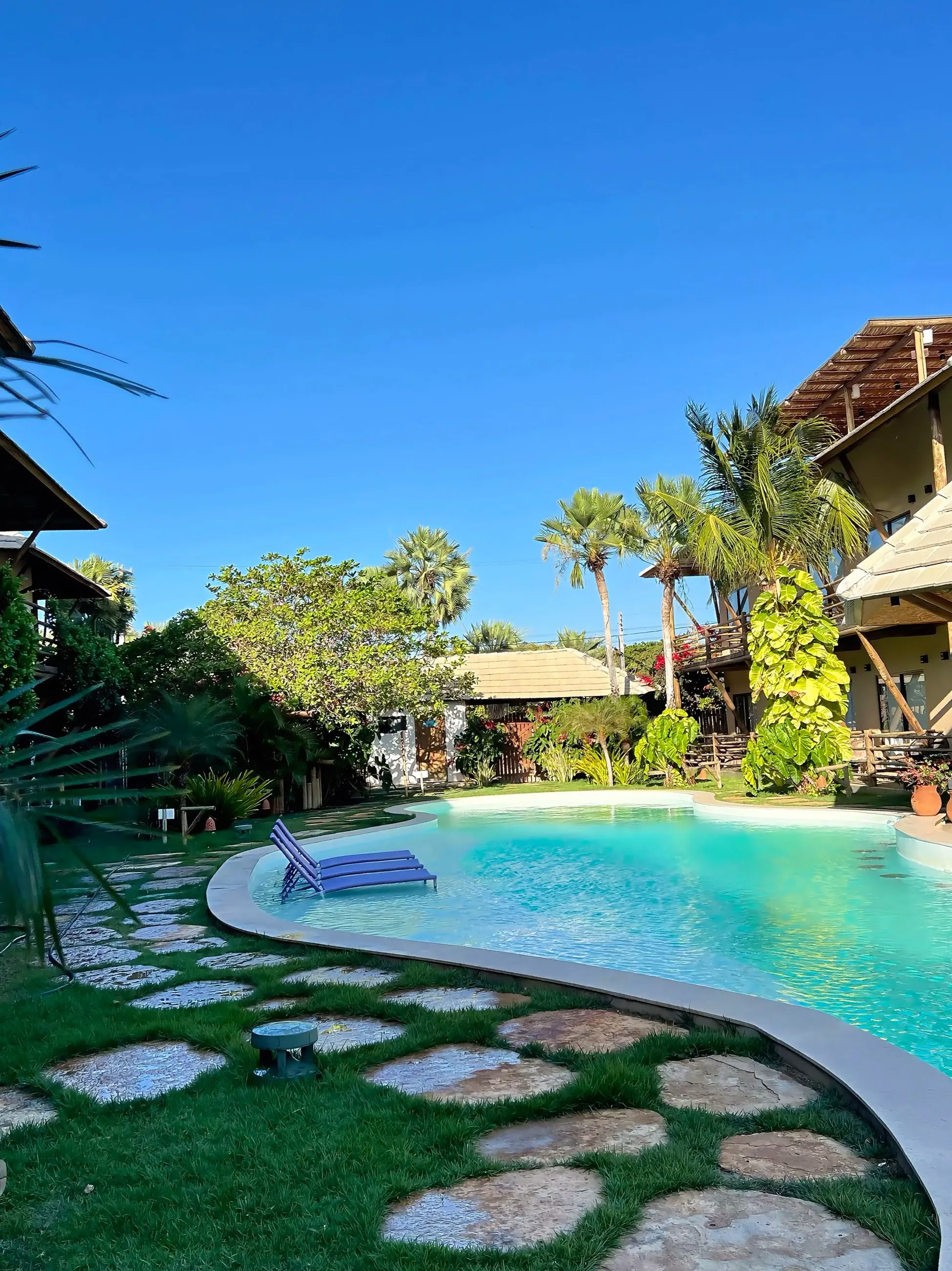 A piscina e o jardim